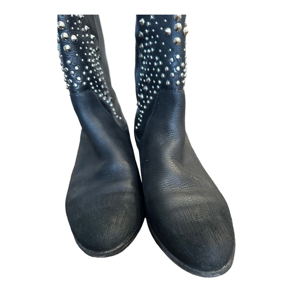 SCHUTZ black studded midi slip on leather boots - Picture 10 of 10